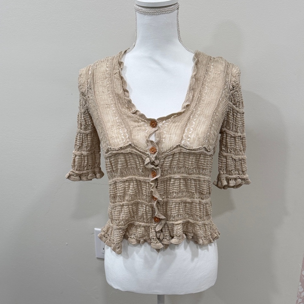 Natural Life Beige Ruffled Sweater Top